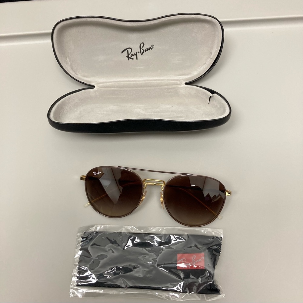 Ray-Ban Gold Frame Sunglasses with Brown Lenses